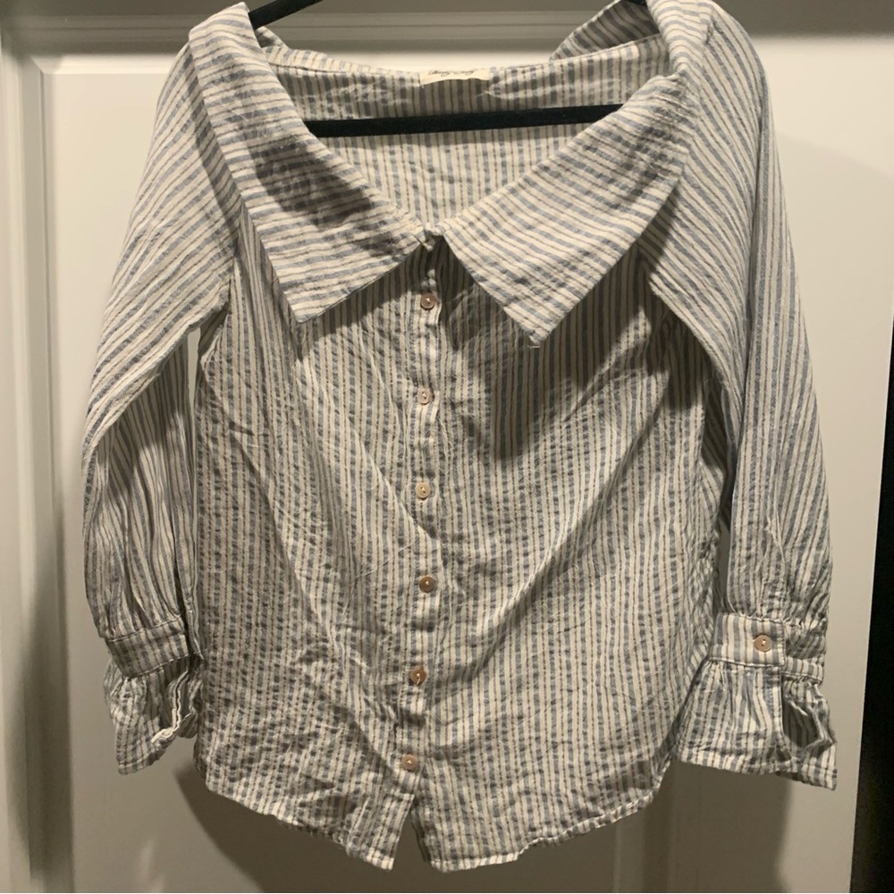 Hoit toity linen cotton striped button up size m